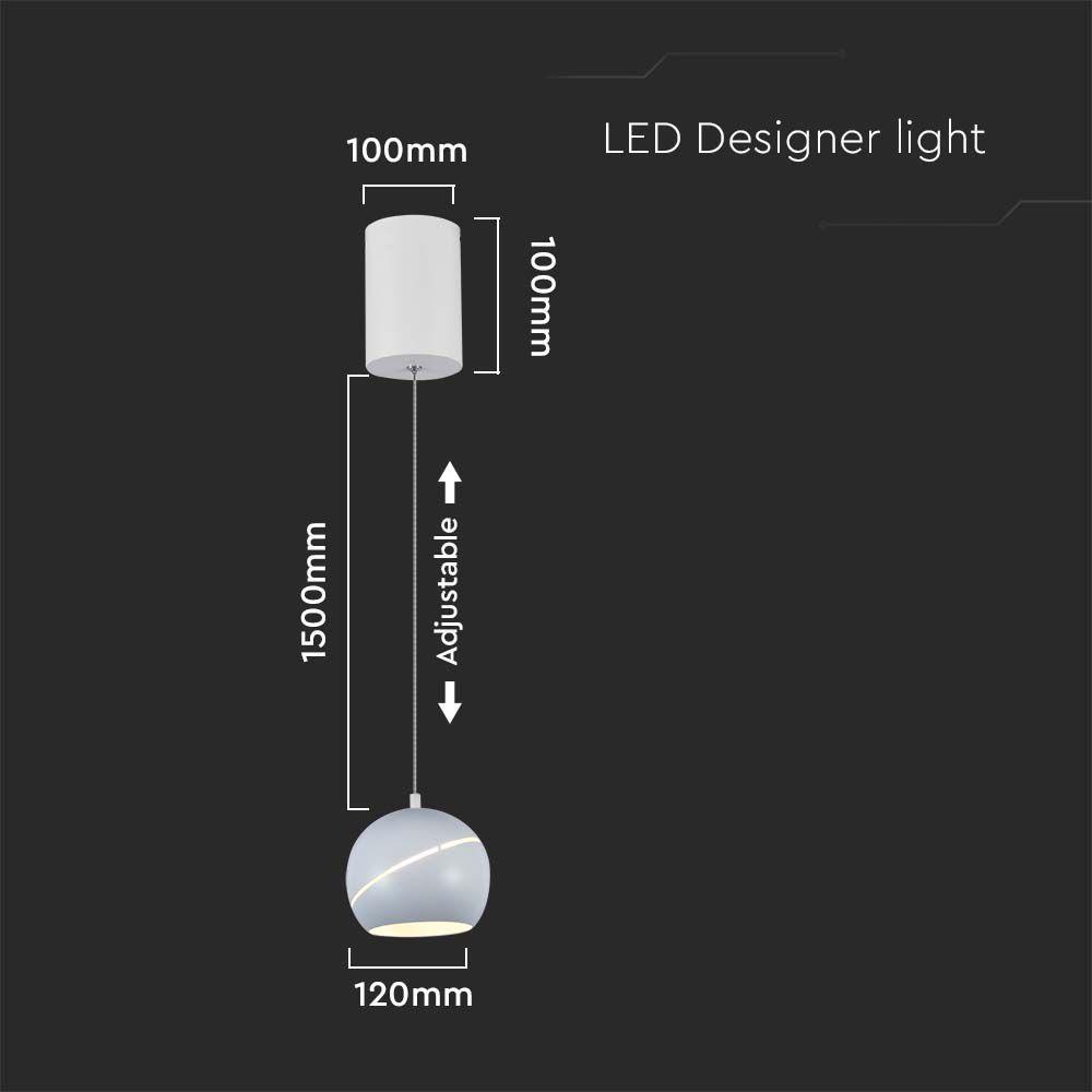 Lampa Wisząca LED, Włącznik dotykowy,  Barwa: 3000K, Obudowa: Biała    , VTAC, SKU 8002