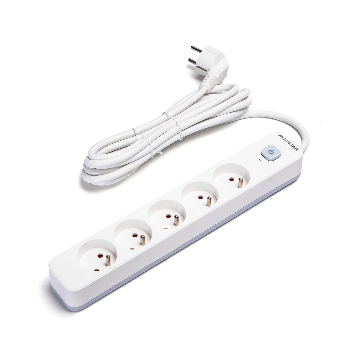 Power strips 5-way 3m H05VV-F 3G1.5m㎡ White and Gray