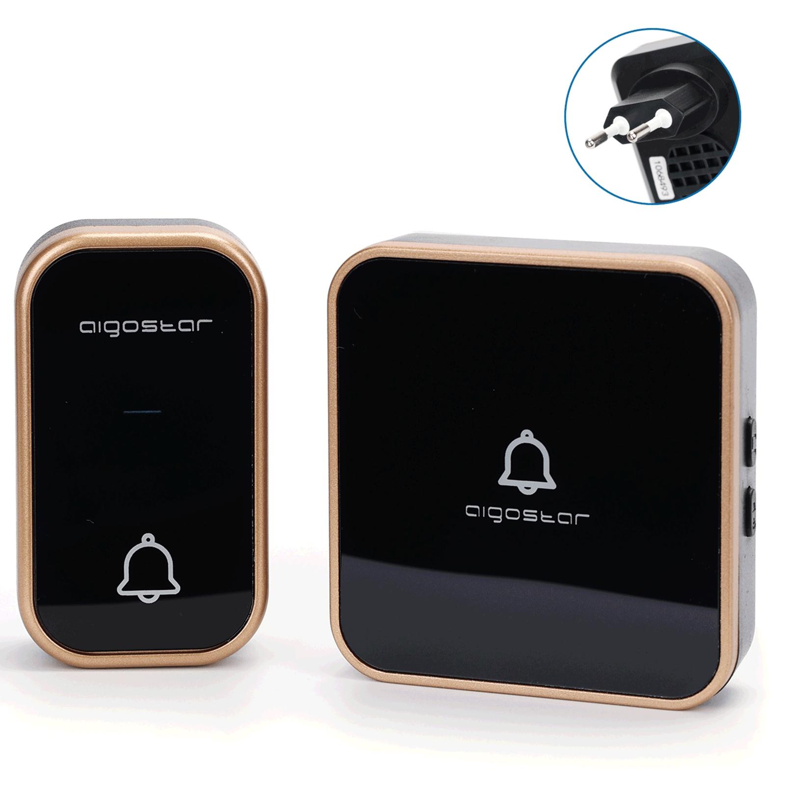 Self-power AC Wireless Doorbell Black & Golden