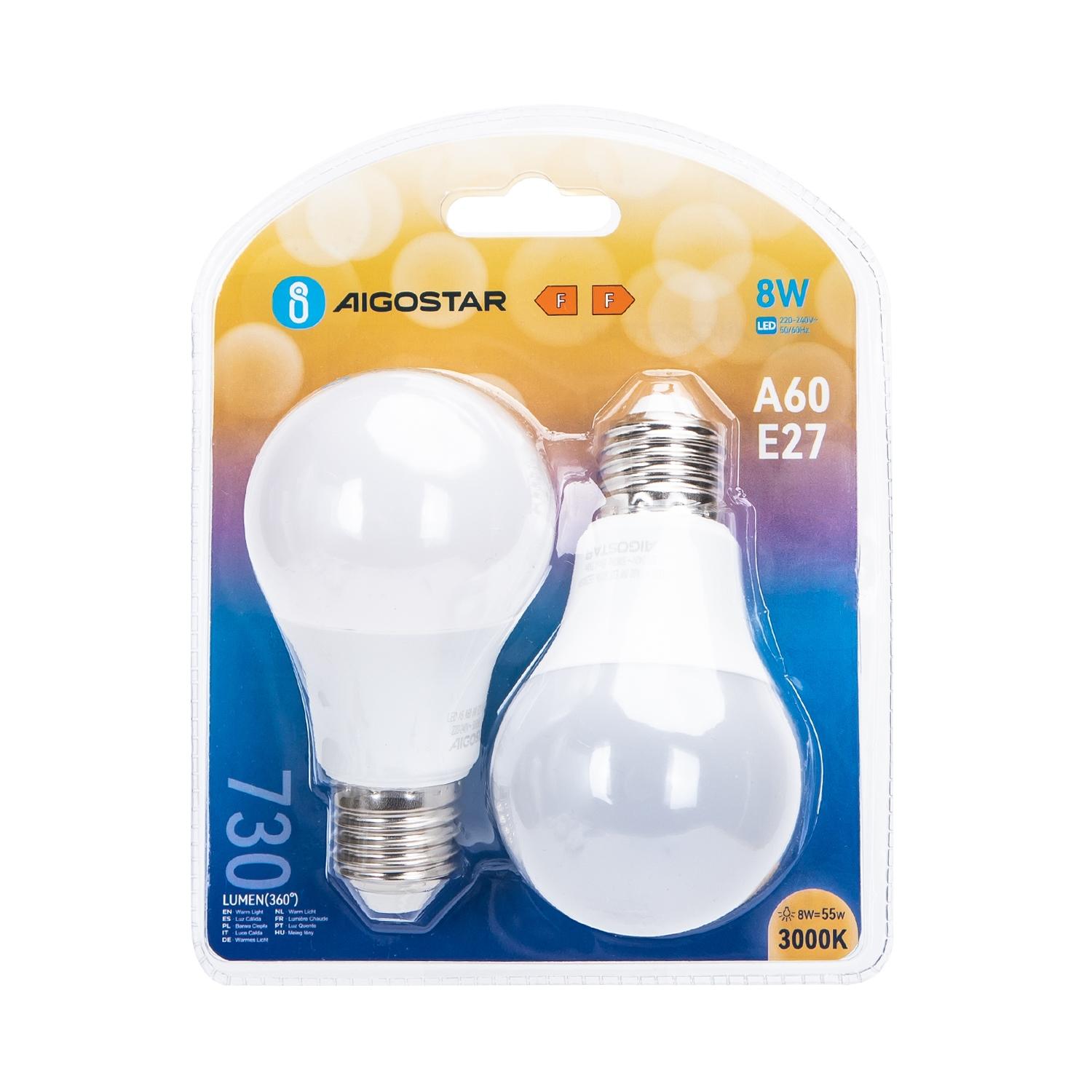 LED E27 8W A60 2pcs ( general bulb )