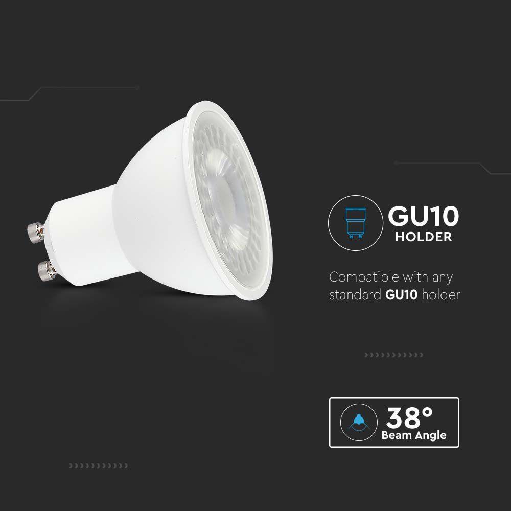 7.5W GU10 Żarówka LED, Chip SAMSUNG, Barwa:4000K, Kąt 38', Trzonek:GU10 , VTAC, SKU 21876