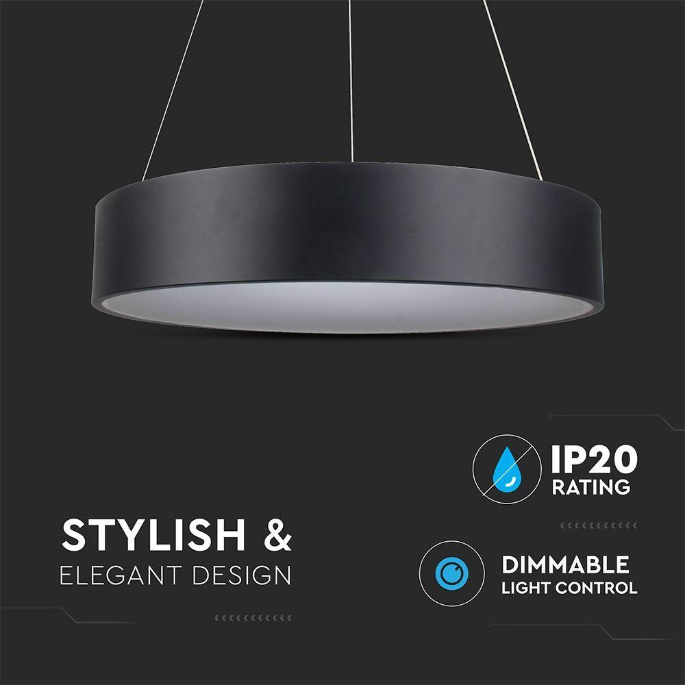 VT-32-1D 30W LED SURFACE SMOOTH PENDANT LIGHT 3000K-BLACK,DIMMABLE