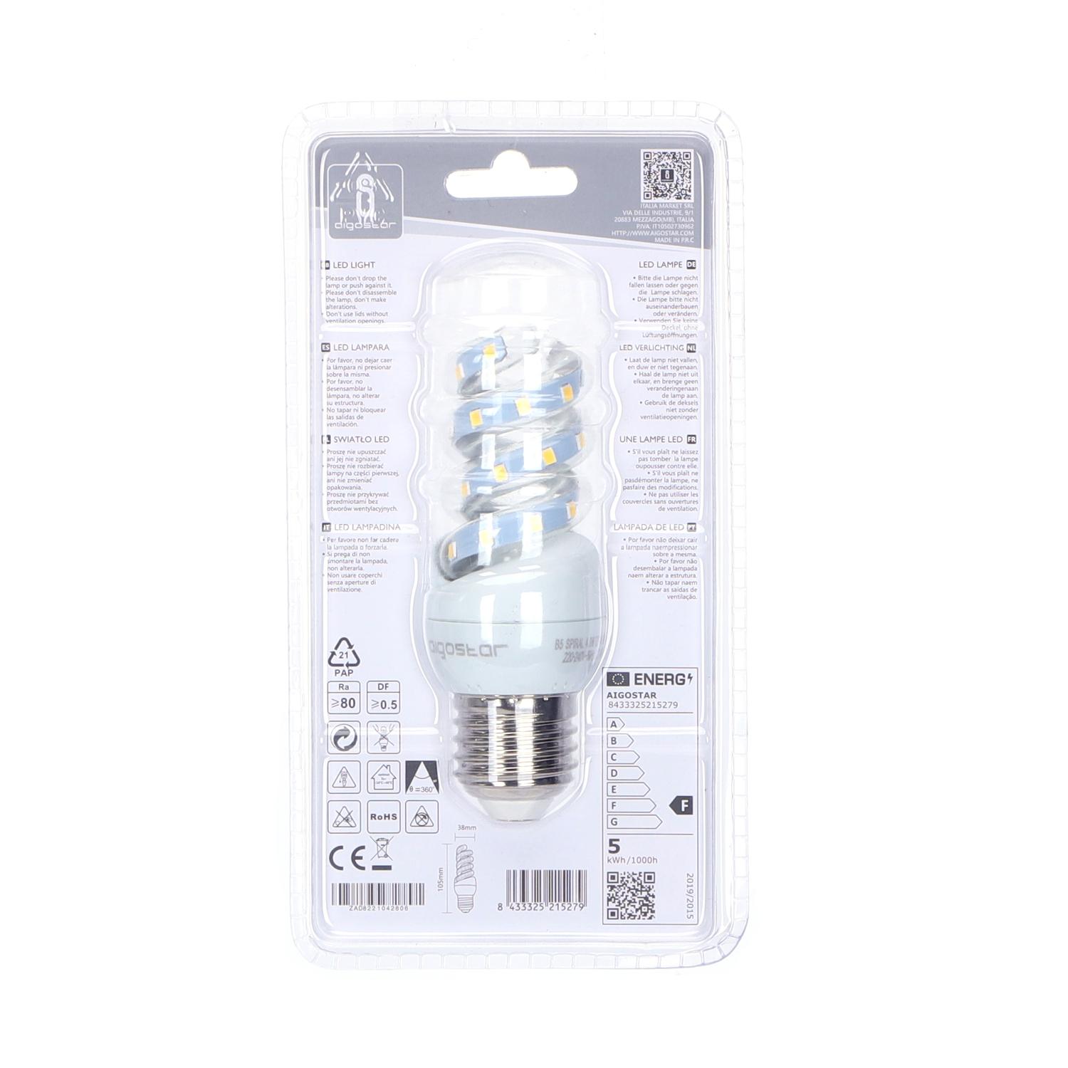 LED E27 4.9W Spiral tube