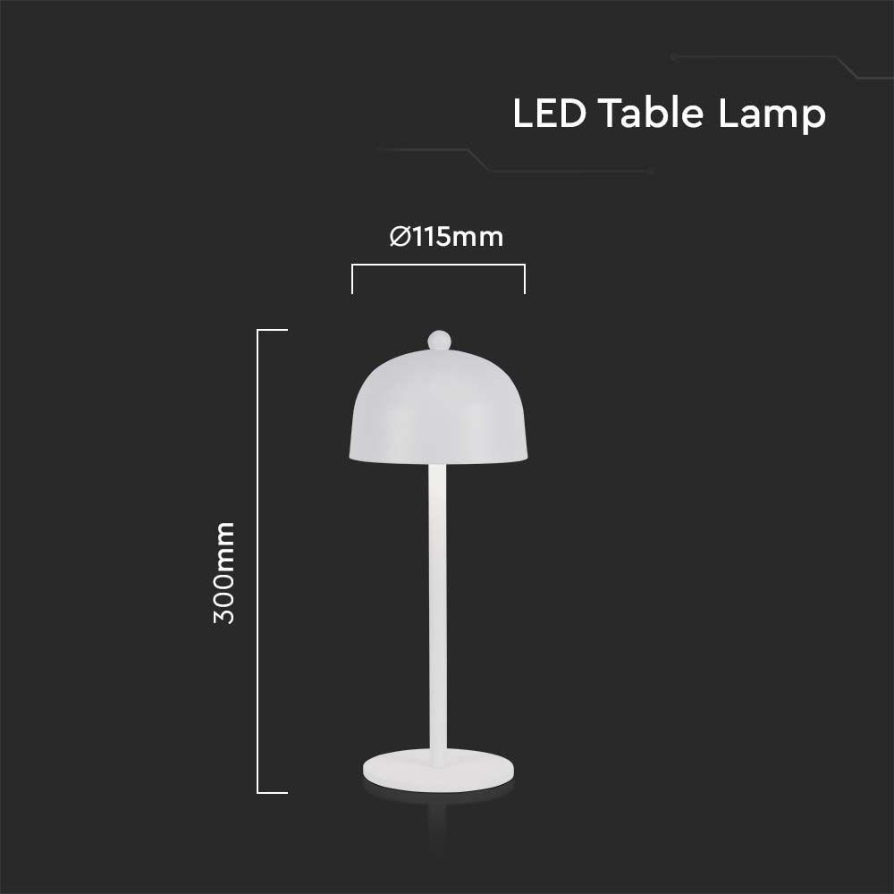 VT-1052 LED TABLE LAMP 1800mAH BATTERY D:115x300 3IN1 WHITE BODY