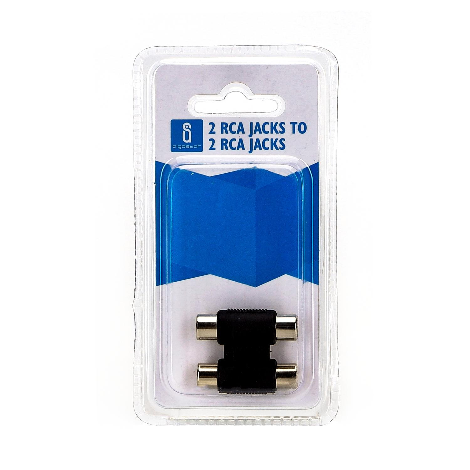 Audio/Video Connector 2 RCA Jacks to 2 RCA Jacks Black