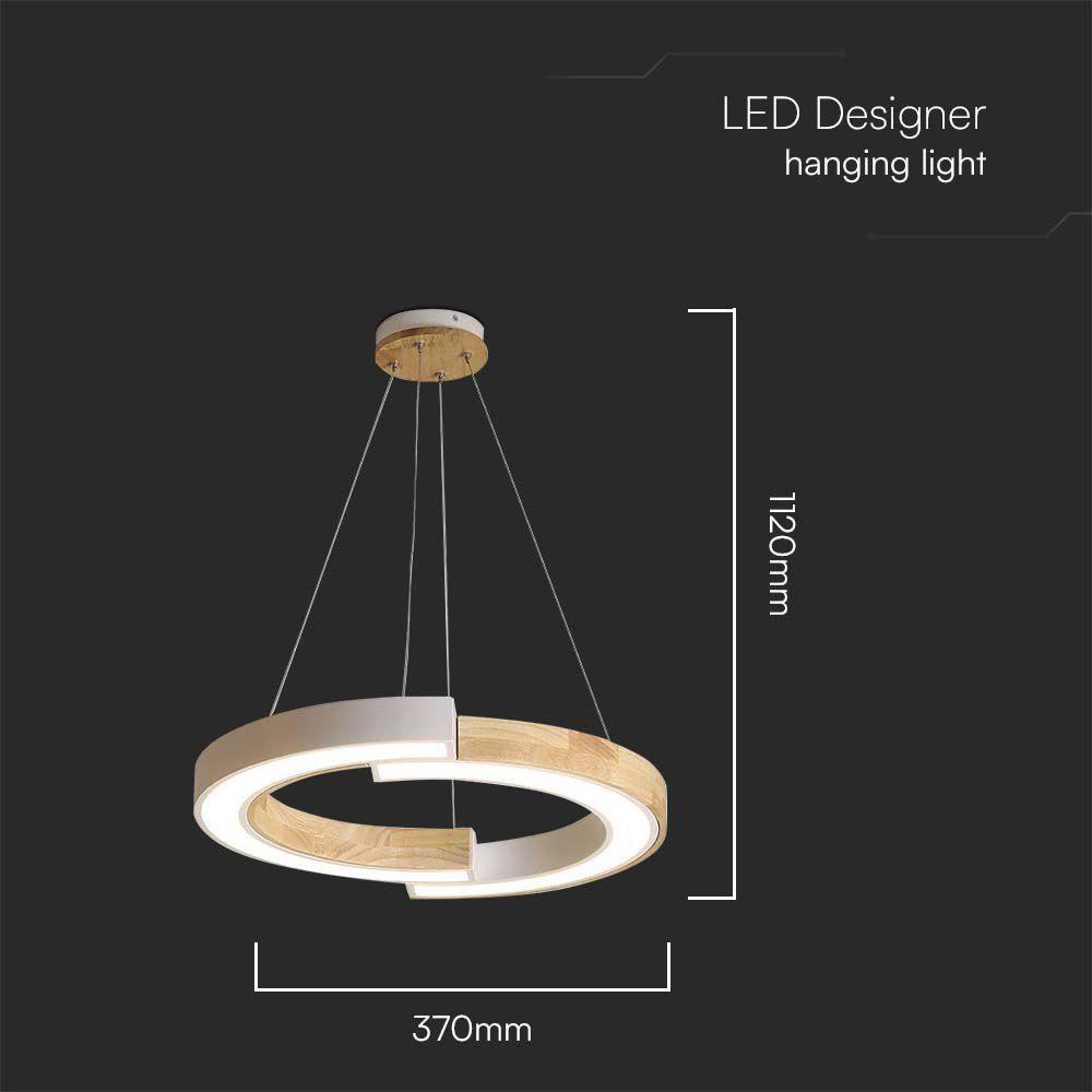 VT-7828 32W LED HANGING LAMP (43x100) 3000K WHITE BODY WITH WOOD