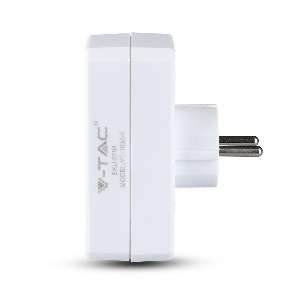 VT-1005-2 ADAPTER WITH 2 EURO-SOCKET (10/16A) 250V-WHITE