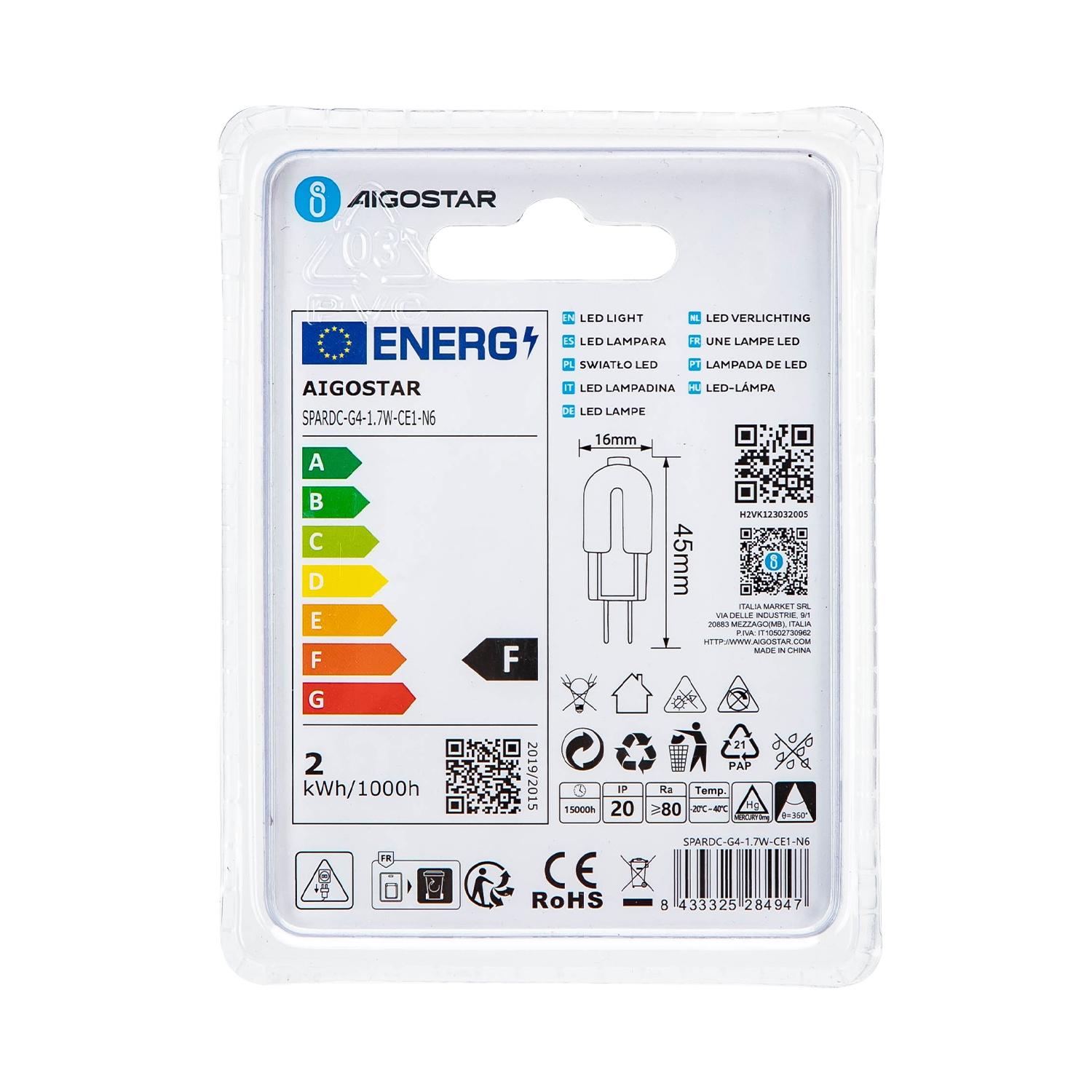 Koraliki Lampowe LED (Mleczna Biel) G4 1.7W 2 szt.(1.7W,G4,6500K)