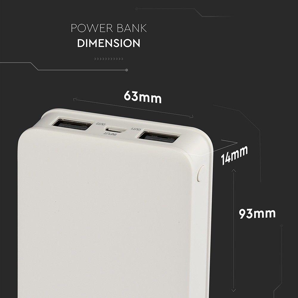 Power Bank, 5000mAh/18.5wh, 5V, Biały, VTAC, SKU 8191