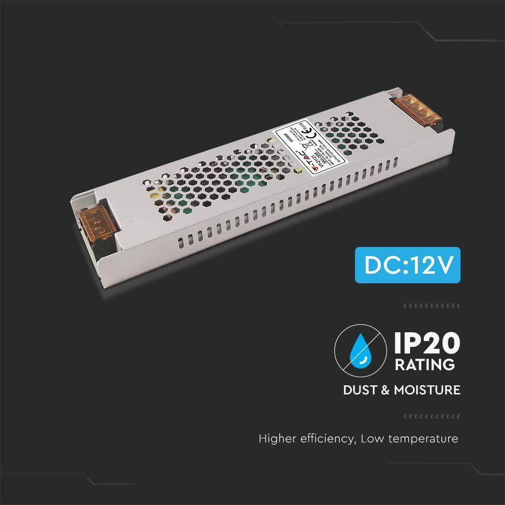 120W Zasilacz LED, Zasilanie:12V 10A, IP20, VTAC, SKU 2686