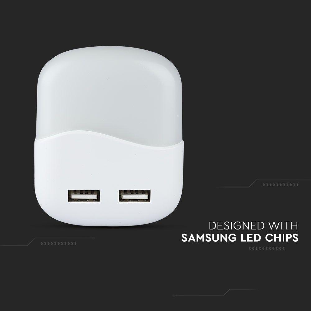 VT-84 0.45WLED NIGHT LIGHT(EU PLUG) WITH USB & SAMSUNG CHIP 4000K-SQUARE