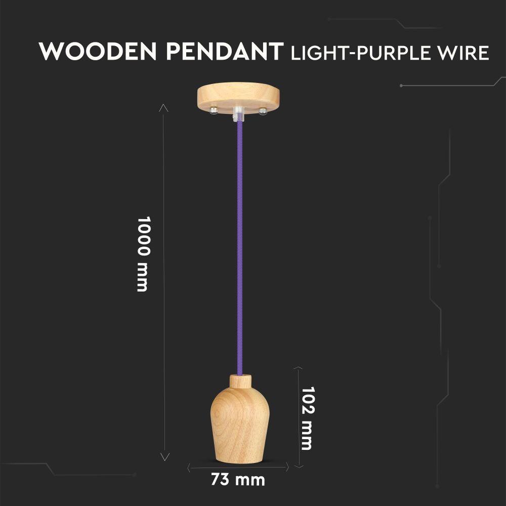 VT-7778 E27 WOODEN PENDANT LIGHT -PURPLE WIRE