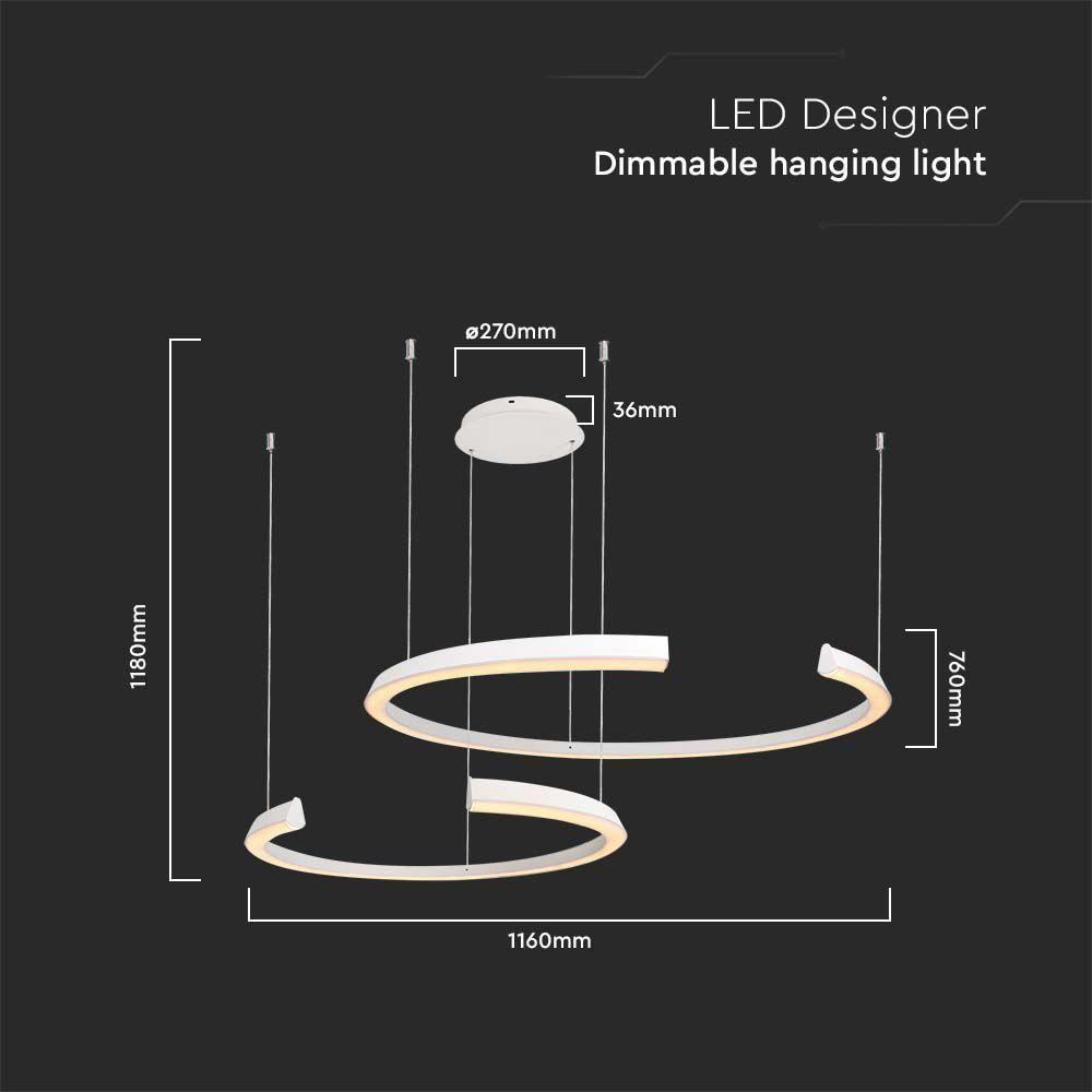 48W Sufitowa lampa LED, Wymiary:1100x800x1200mm, Barwa: 3000K, Obudowa: Biała, Ściemniana, VTAC, SKU 14993