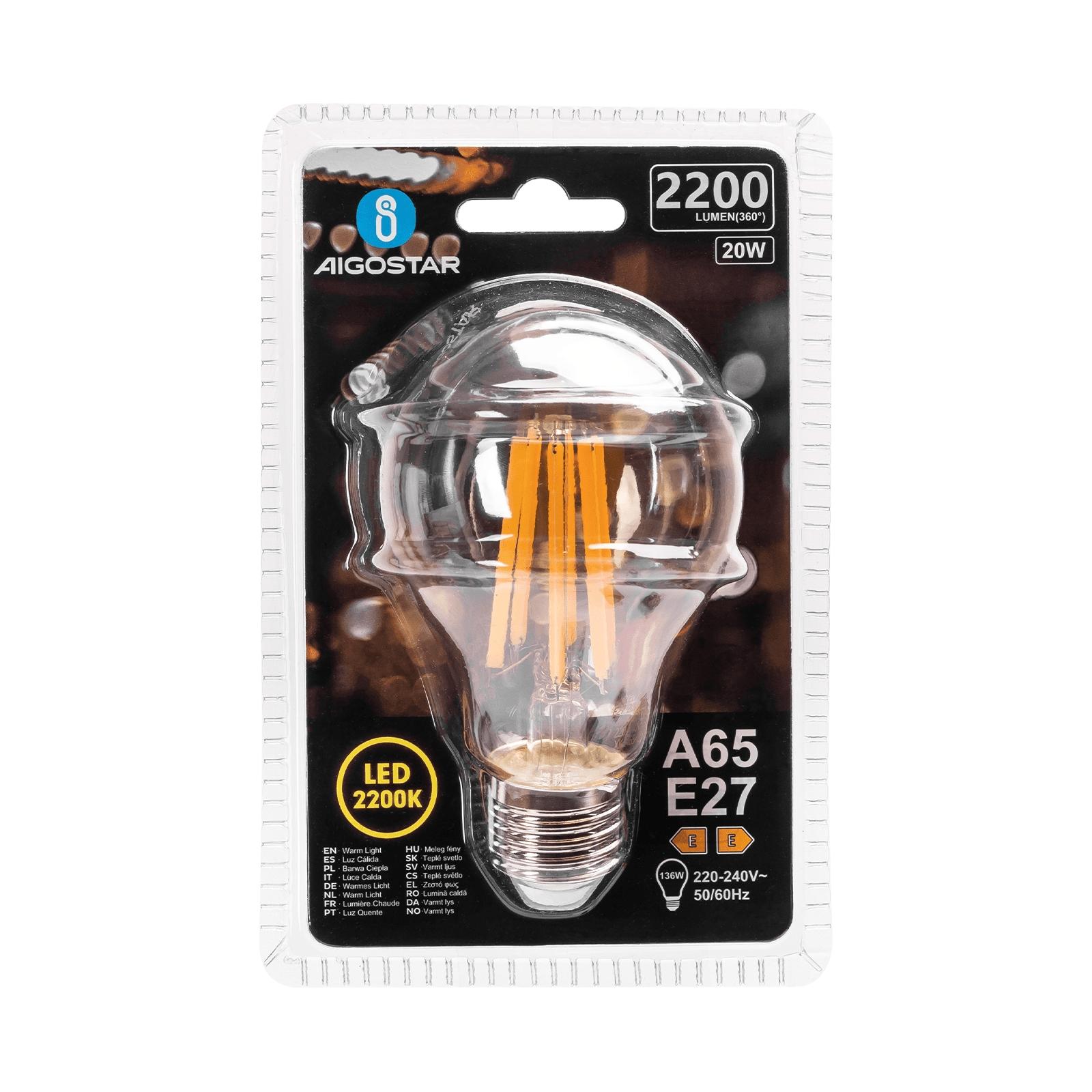 LED Filament Bulb (Amber) A65 E27 20W