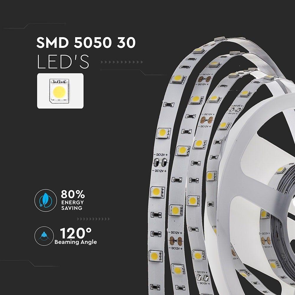 4.8W Taśma LED, Barwa:6000K, IP20, Rolka:5m, VTAC, SKU 2133