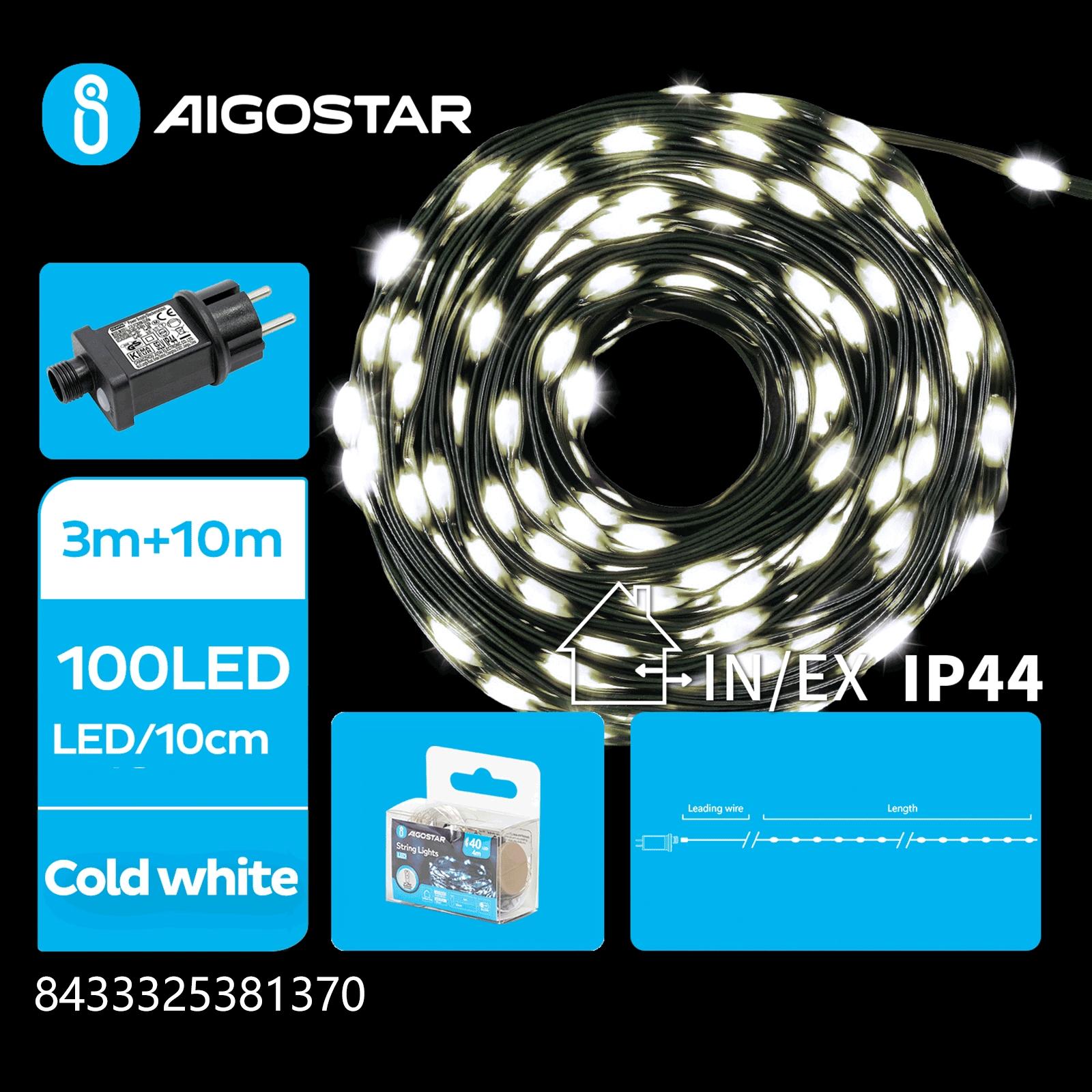 Low voltage string lights(PVC & copper), cold white, 10m