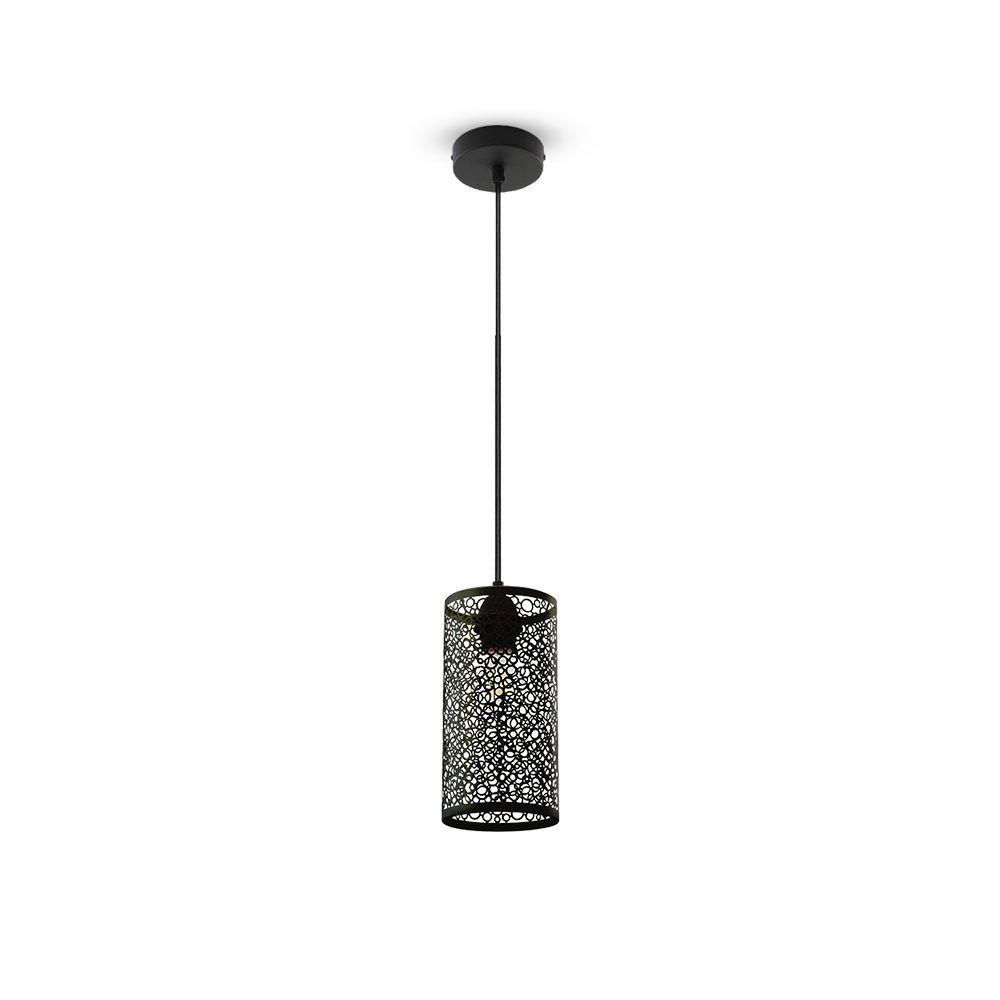 VT-7131 MATT BLACK PENDANT LIGHT WITH BLACK CANOPY-E27