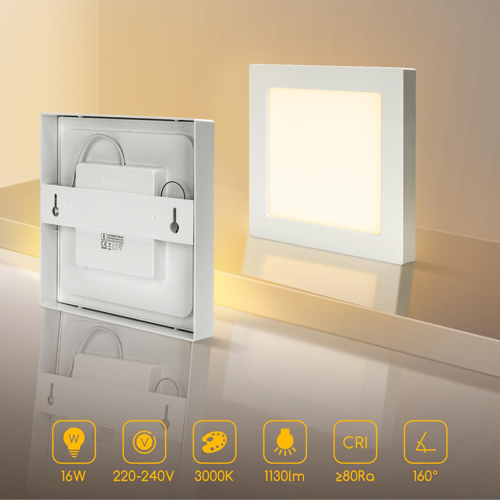 E6 LED  Surface-mounted Square Downlight 16W Yellow Light