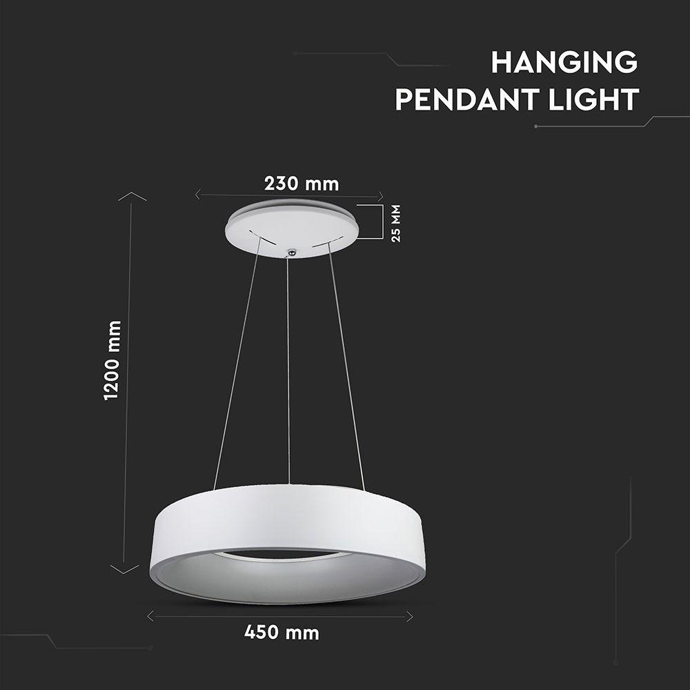 VT-25-1D 20W LED SURFACE SMOOTH PENDANT LIGHT 3000K-WHITE,DIMMABLE