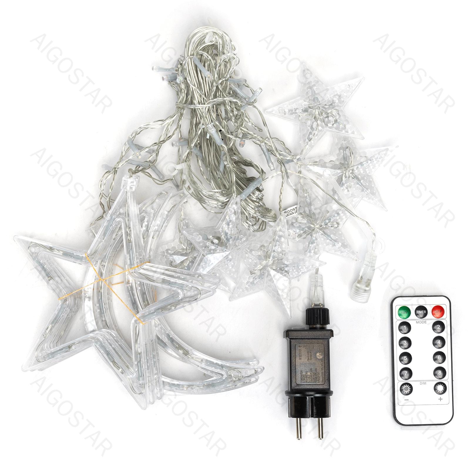 Low voltage connectable string lights, stars and moons (wave), warm white, 3m+3m*0.6m, 12strips