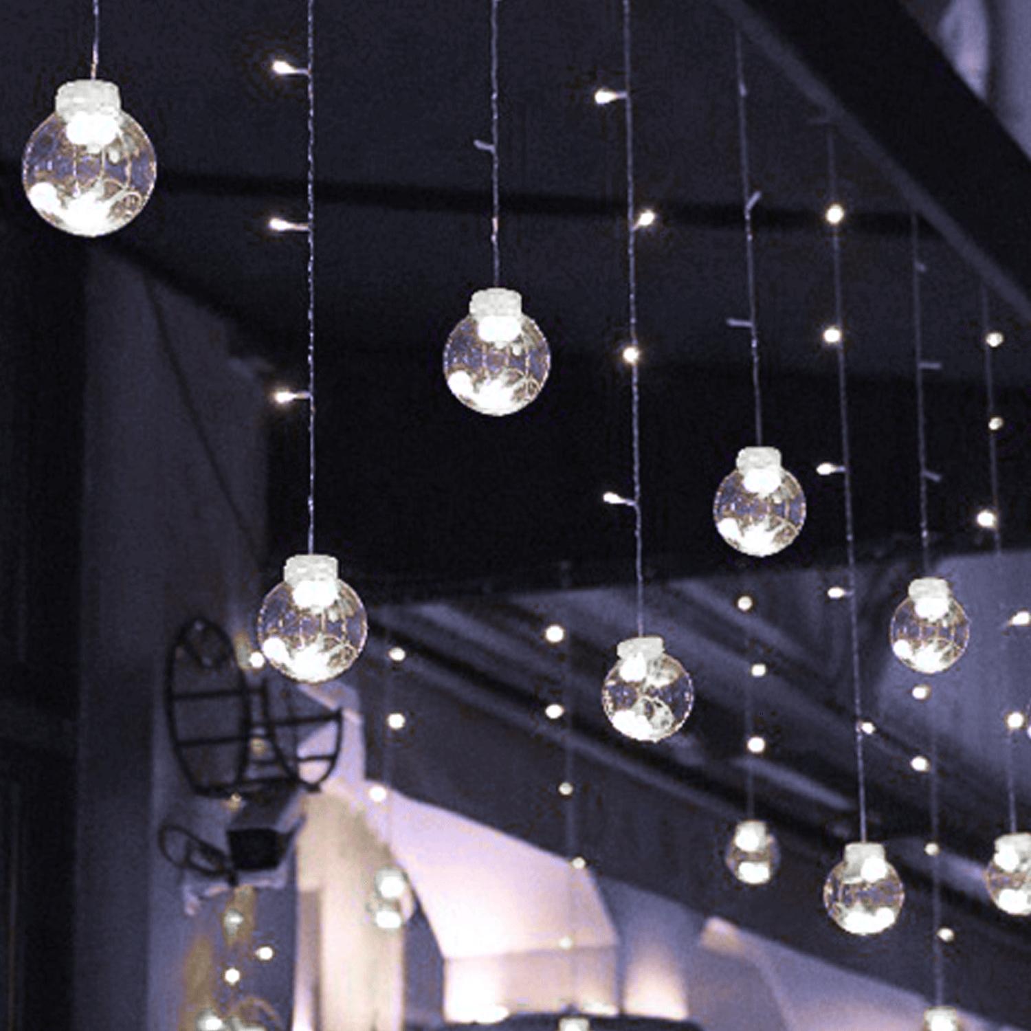 Low voltage connectable string lights, wishing balls (wave), cool white, 3m+3m*0.6m, 12strips