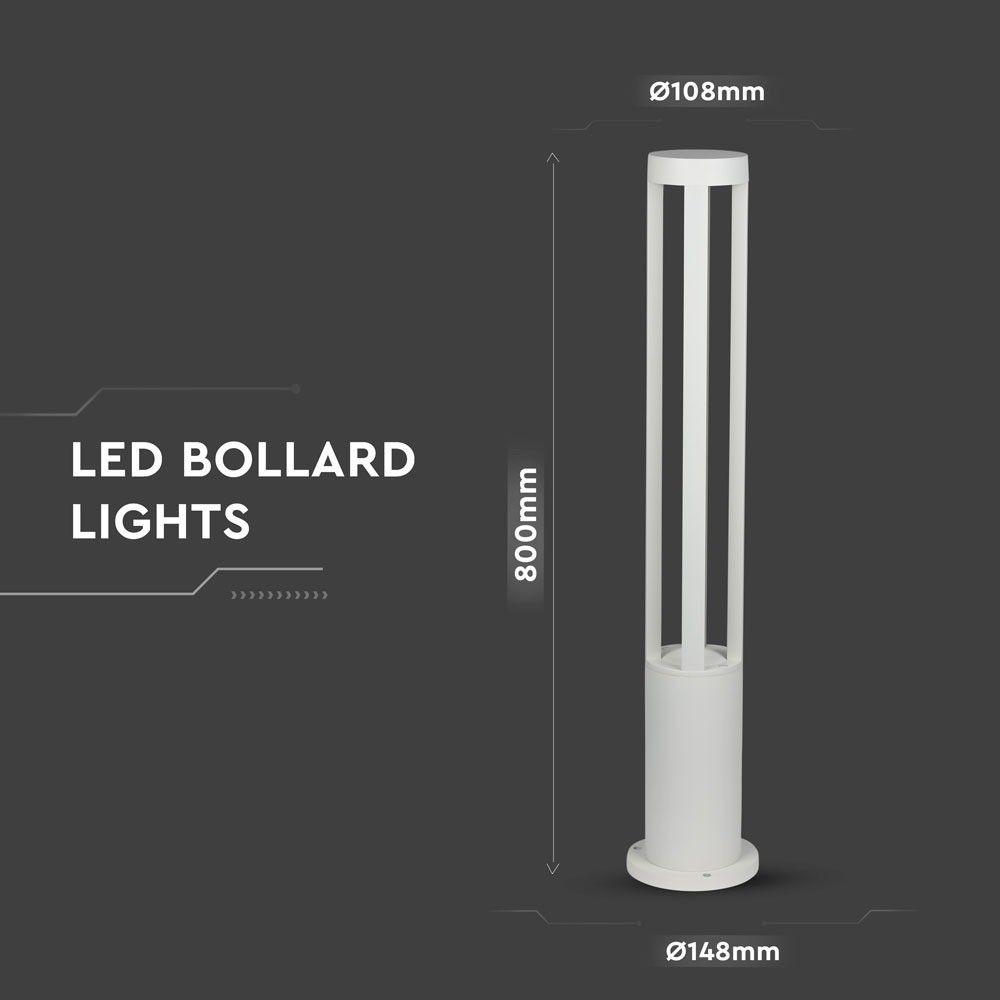 VT-820 10W LED BOLLARD LIGHT 4000K WHITE BODY 80CM HEIGHT