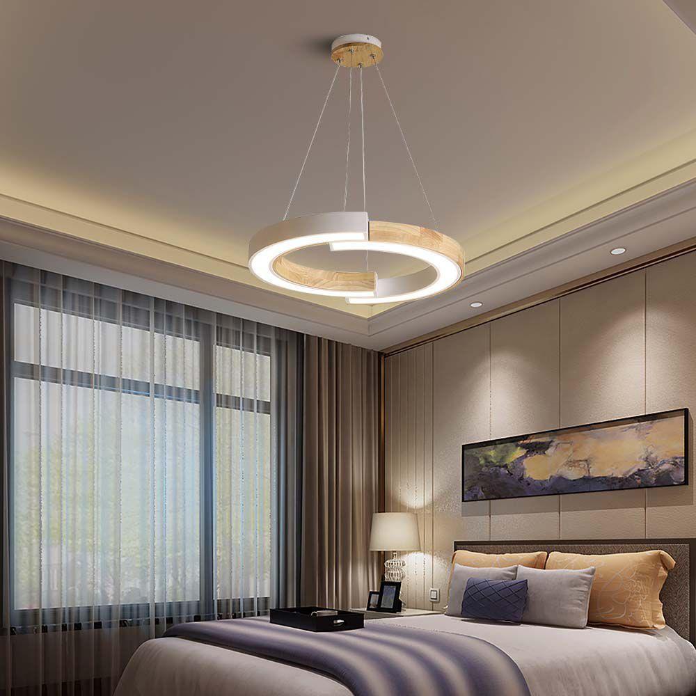 VT-7828 32W LED HANGING LAMP (43x100) 4000K WHITE BODY WITH WOOD