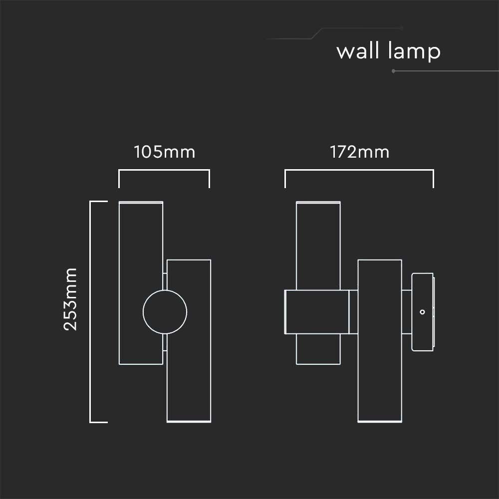 VT-1186 2WAY SPOT WALL LIGHT LED MODULE 600LM 3000K BLACK BODY IP44