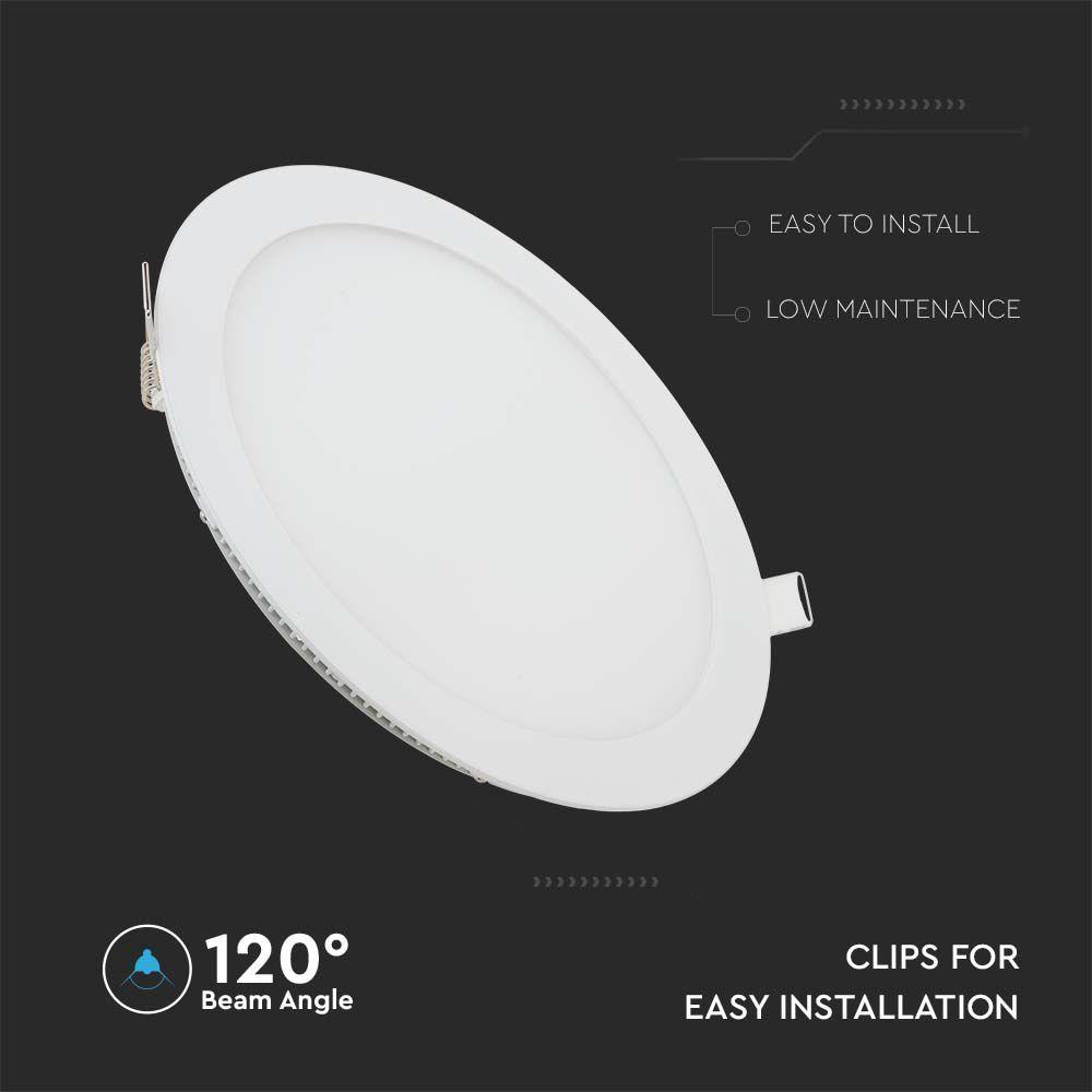 12W Panel LED, Barwa:4000K, Okrągła, VTAC, SKU 214858