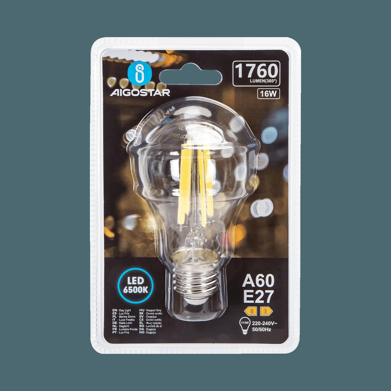 Żarówka LED Filament (Przezroczysta) A60 E27 16W