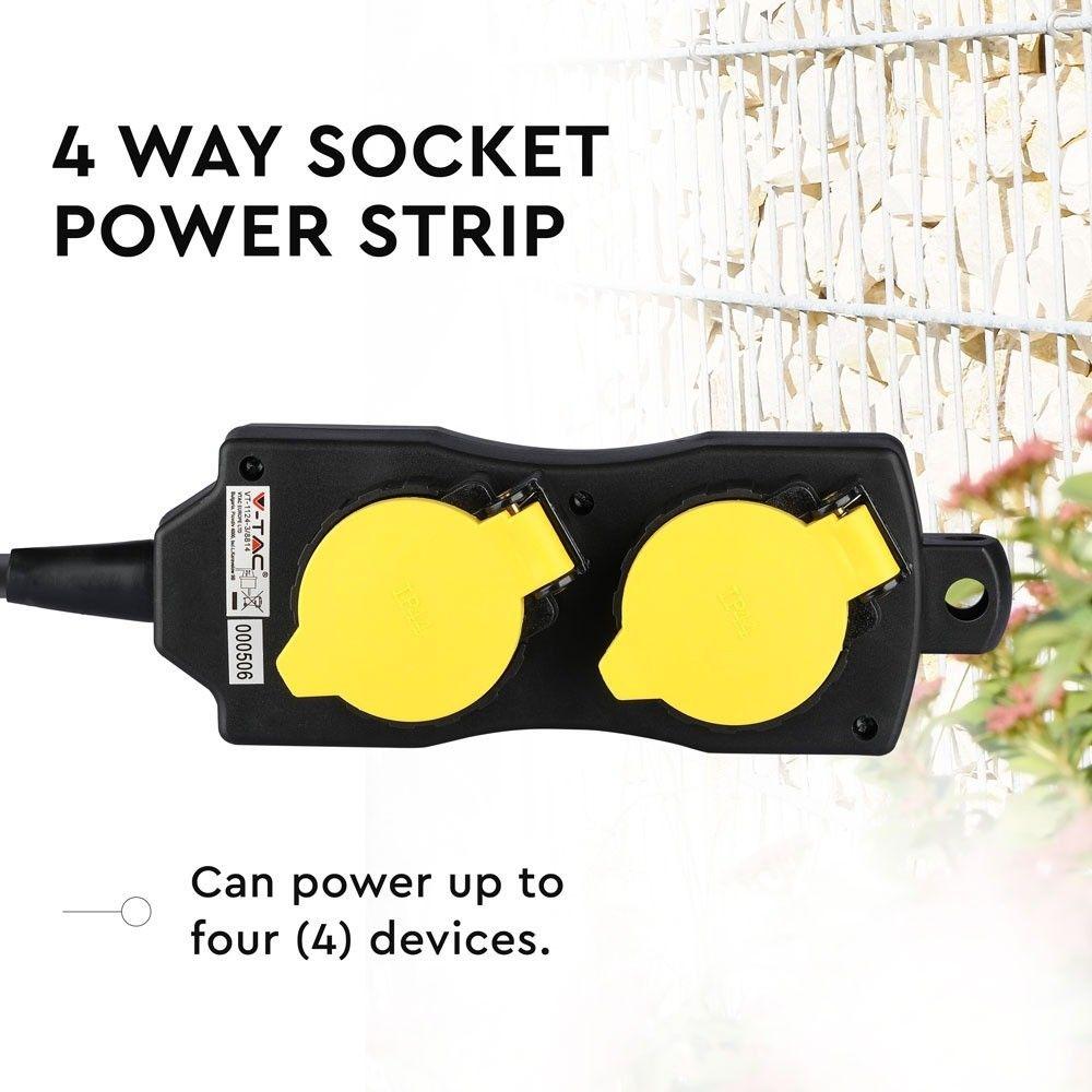 VT-1124-3 4 WAYS SOCKET (3G1.5MMX3M)-IP44--BLACK+YELLOW