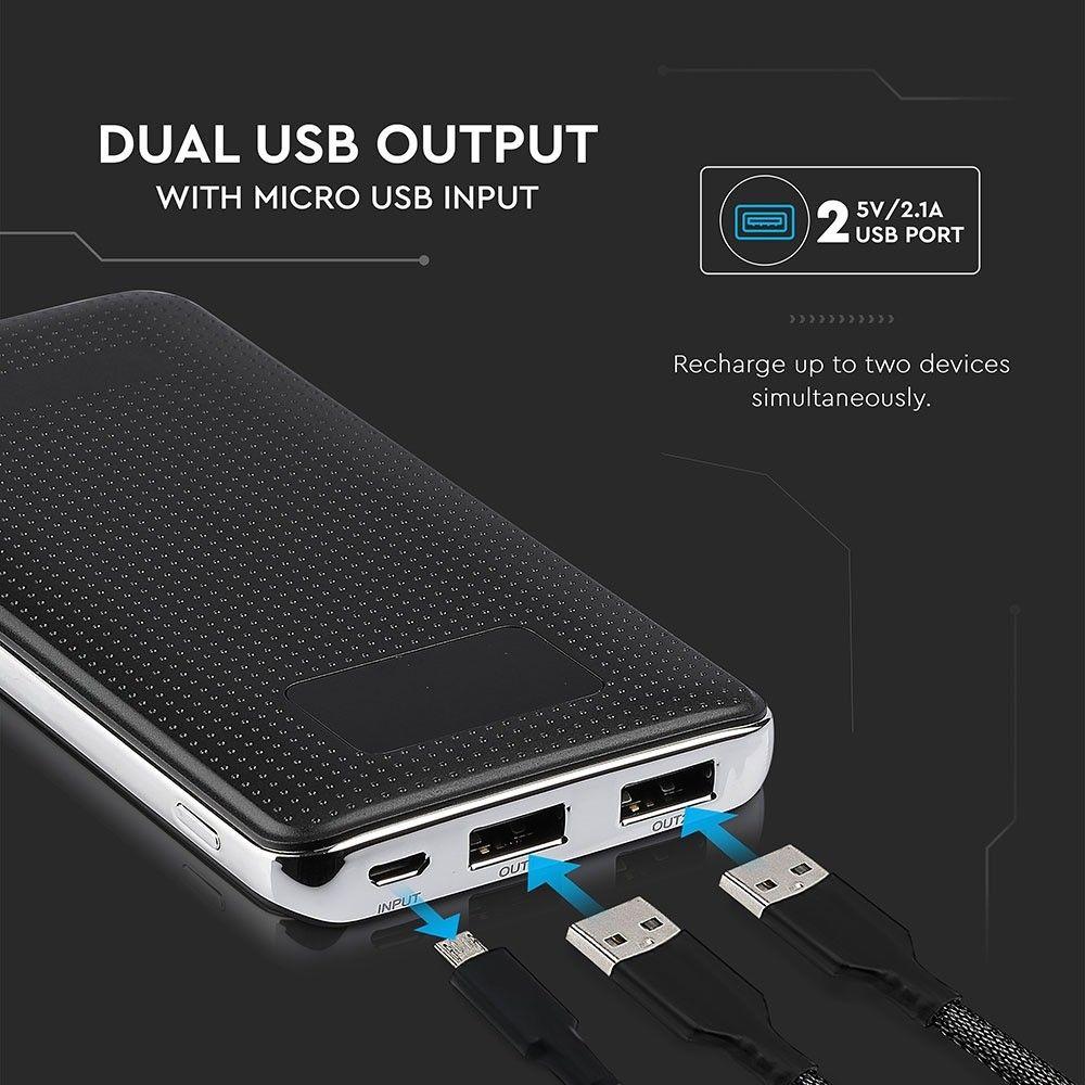 VT-3526 10000mah POWER BANK WITH DUAL USB+DISPLAY-BLACK