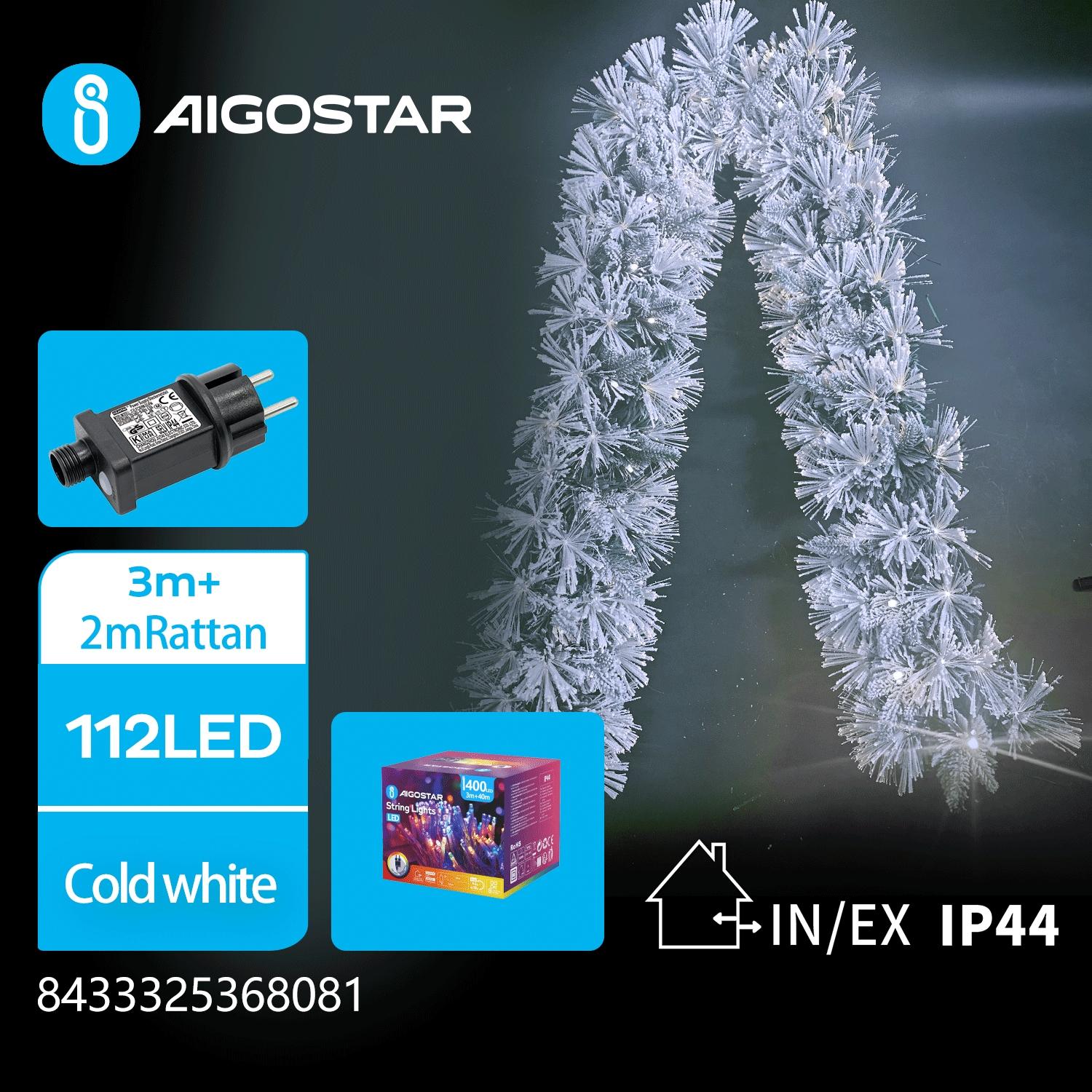 Christmas decorations-Low voltage adapter luminous Flocking Rattan-2M-Cool white-8blink+time-IP44