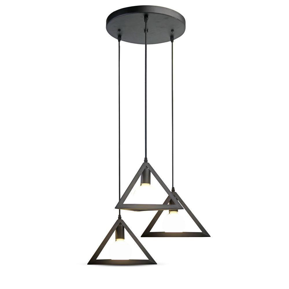 VT-7144 TRIO GEOMETRIC BLACK PENDANT LIGHT WITH BLACK CANOPY-E27