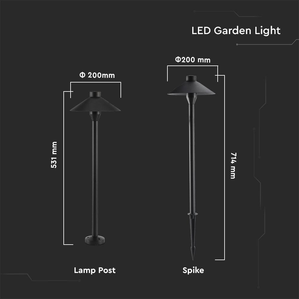 VT-907 7W LED GARDEN SPIKE LIGHT SAMSUNG CHIP 6400K BLACK BODY IP65