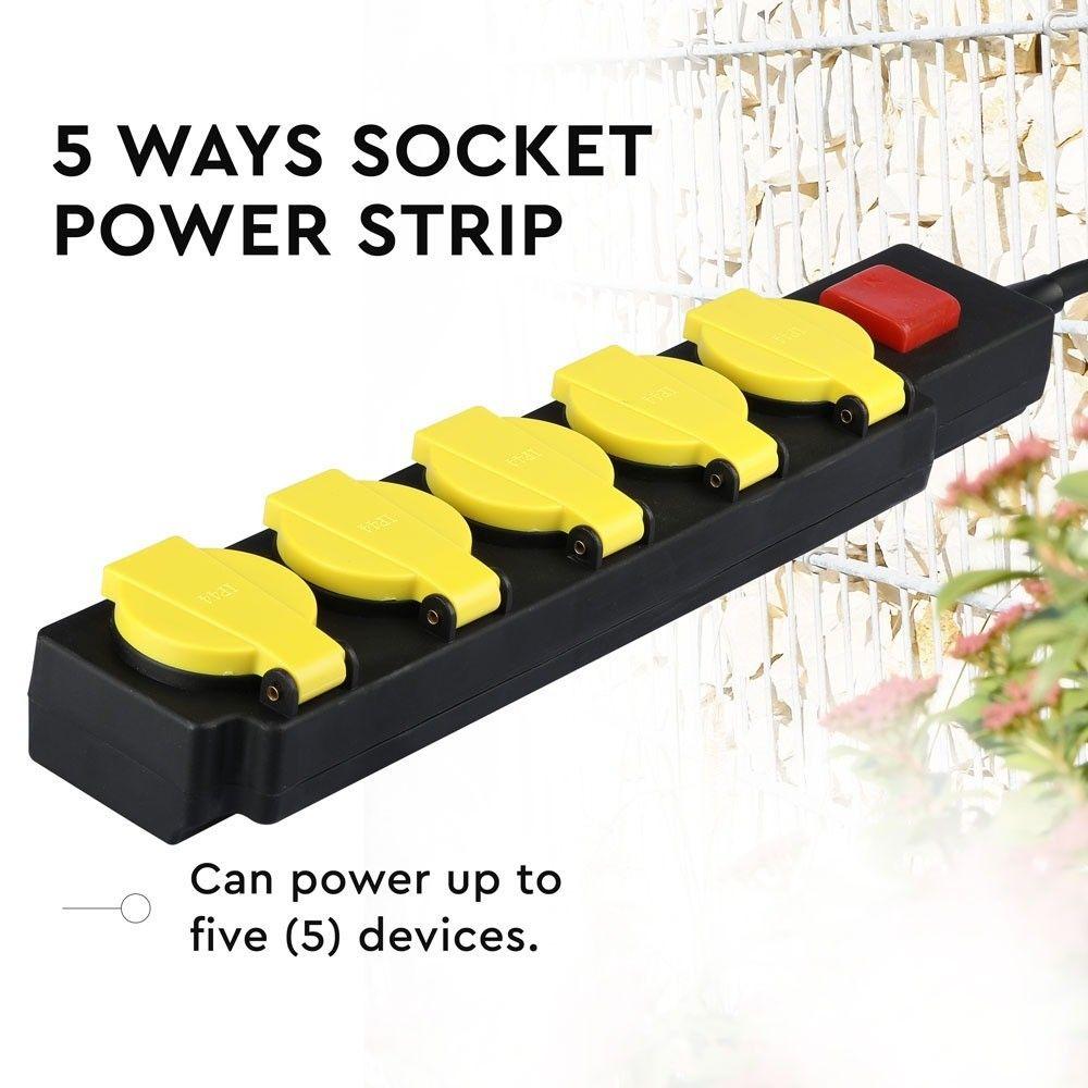 VT-1125-3 5 WAYS SOCKET (3G1.5MMX3M)-IP44-BLACK+YELLOW