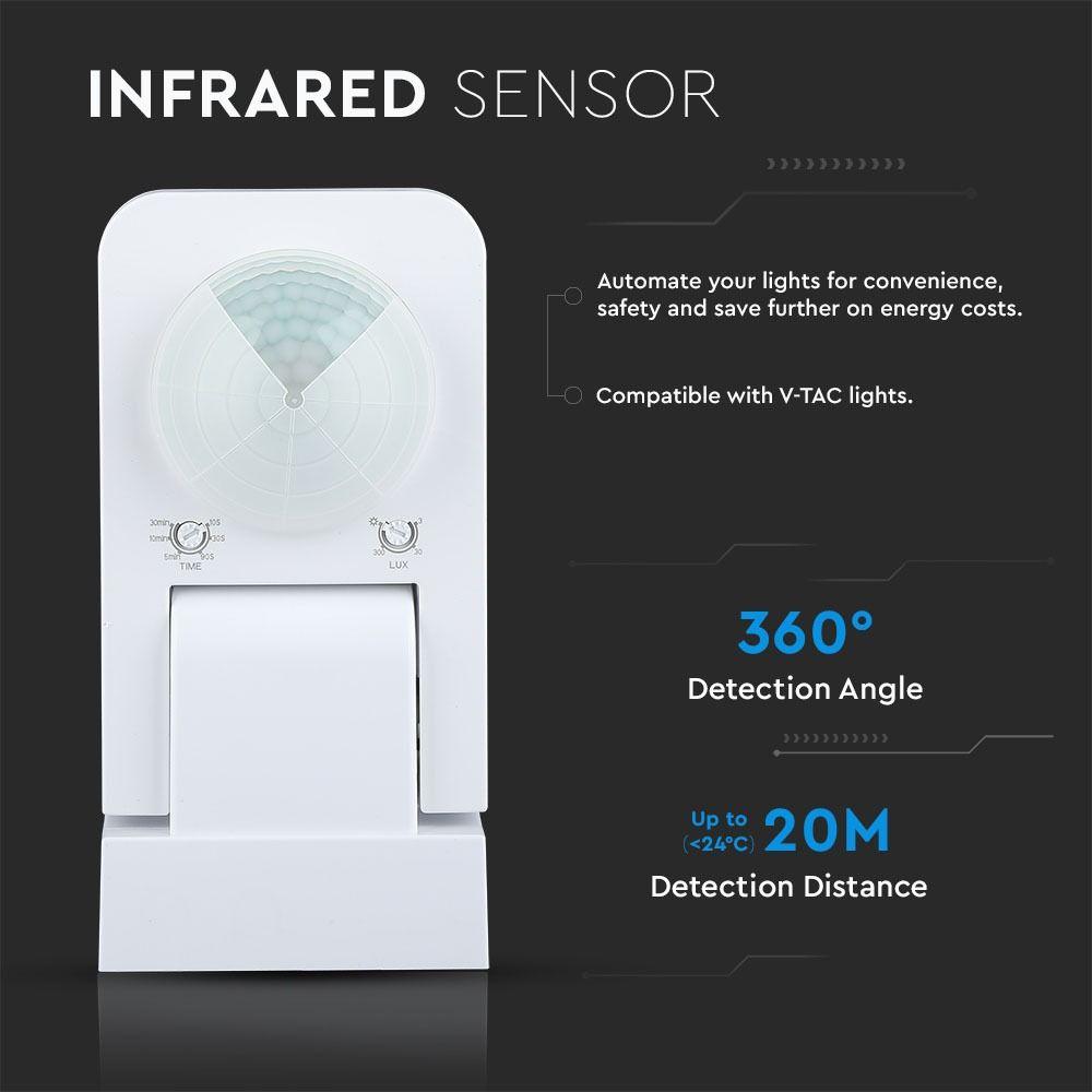 VT-8083 INFRARED MOTION SENSOR-WHITE, IP65 (MAX:1000W LED)