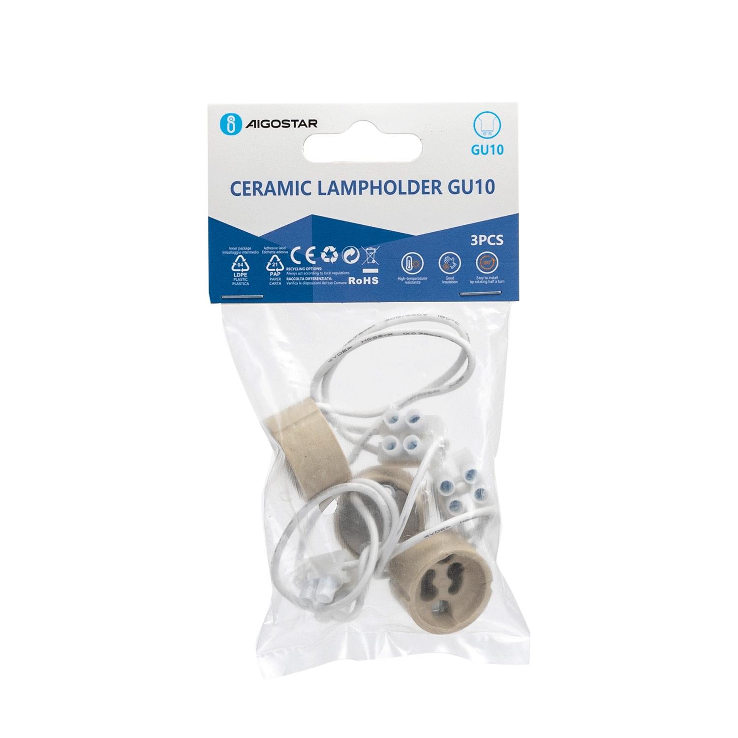 Ceramic lampholder GU10 3pcs