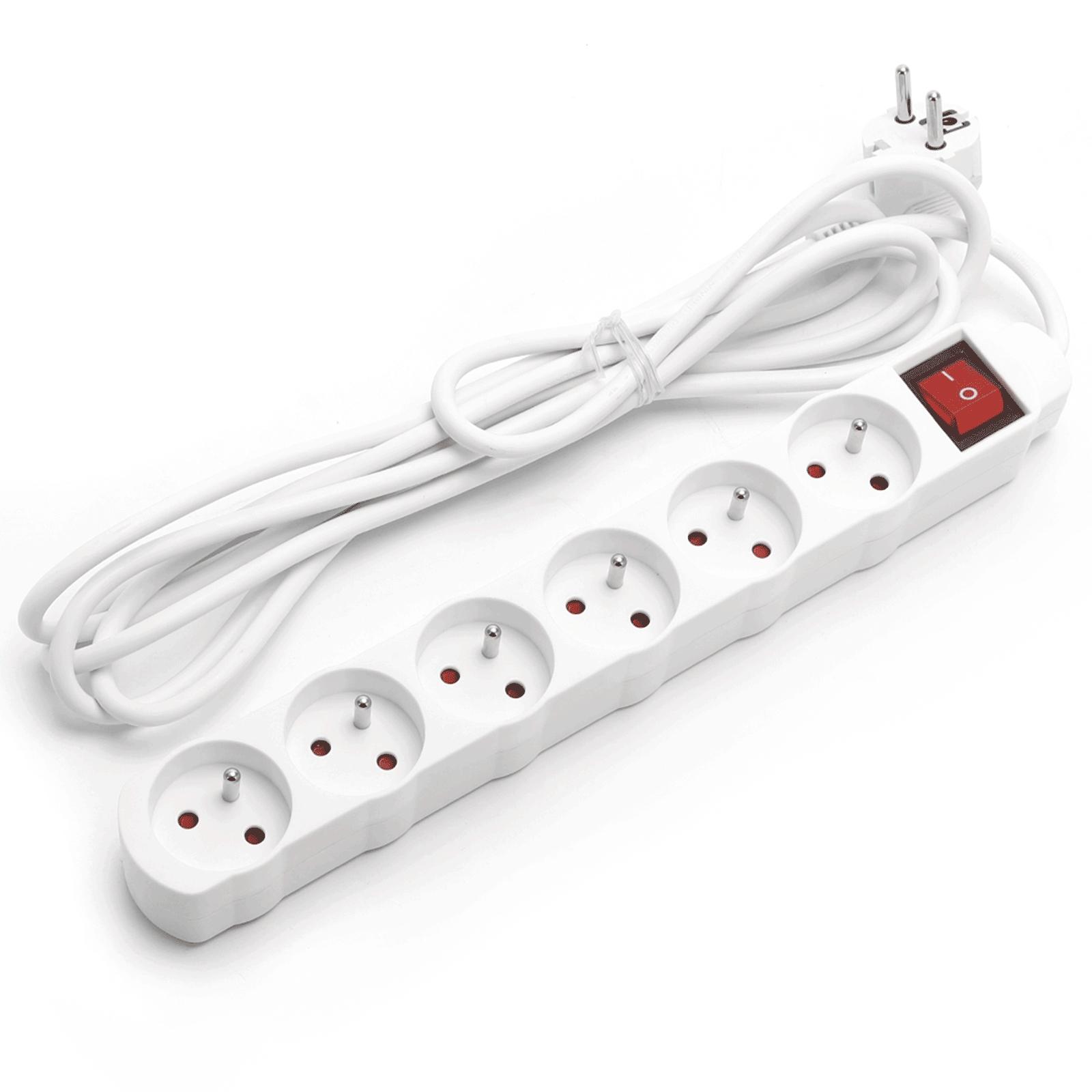 Power strips 6-way 5m H05VV-F 3G1.0m㎡ White