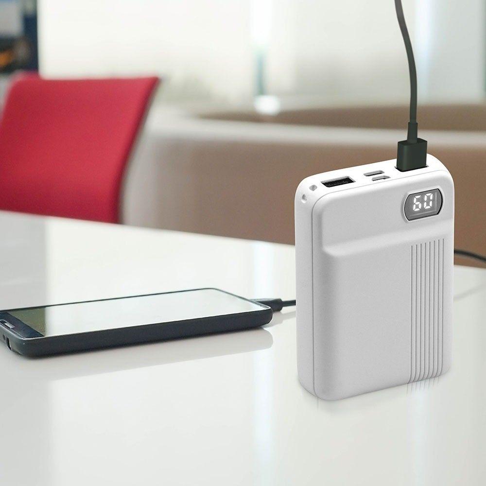 Power Bank, 3.7V, 10000mAh/37wh, 5V, Biały, VTAC, SKU 8851