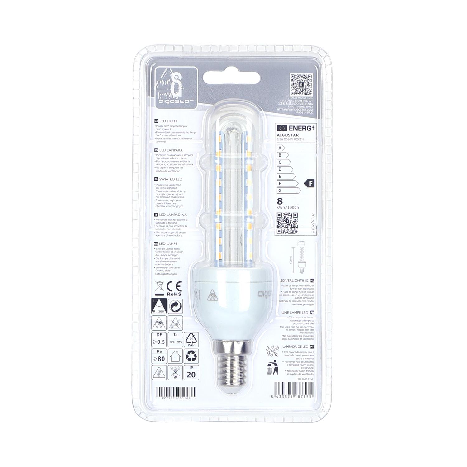 LED E14 8W U-tube