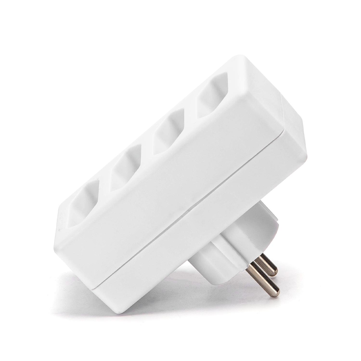 French 4-Way Adaptor (Without Switch) 2.5A White