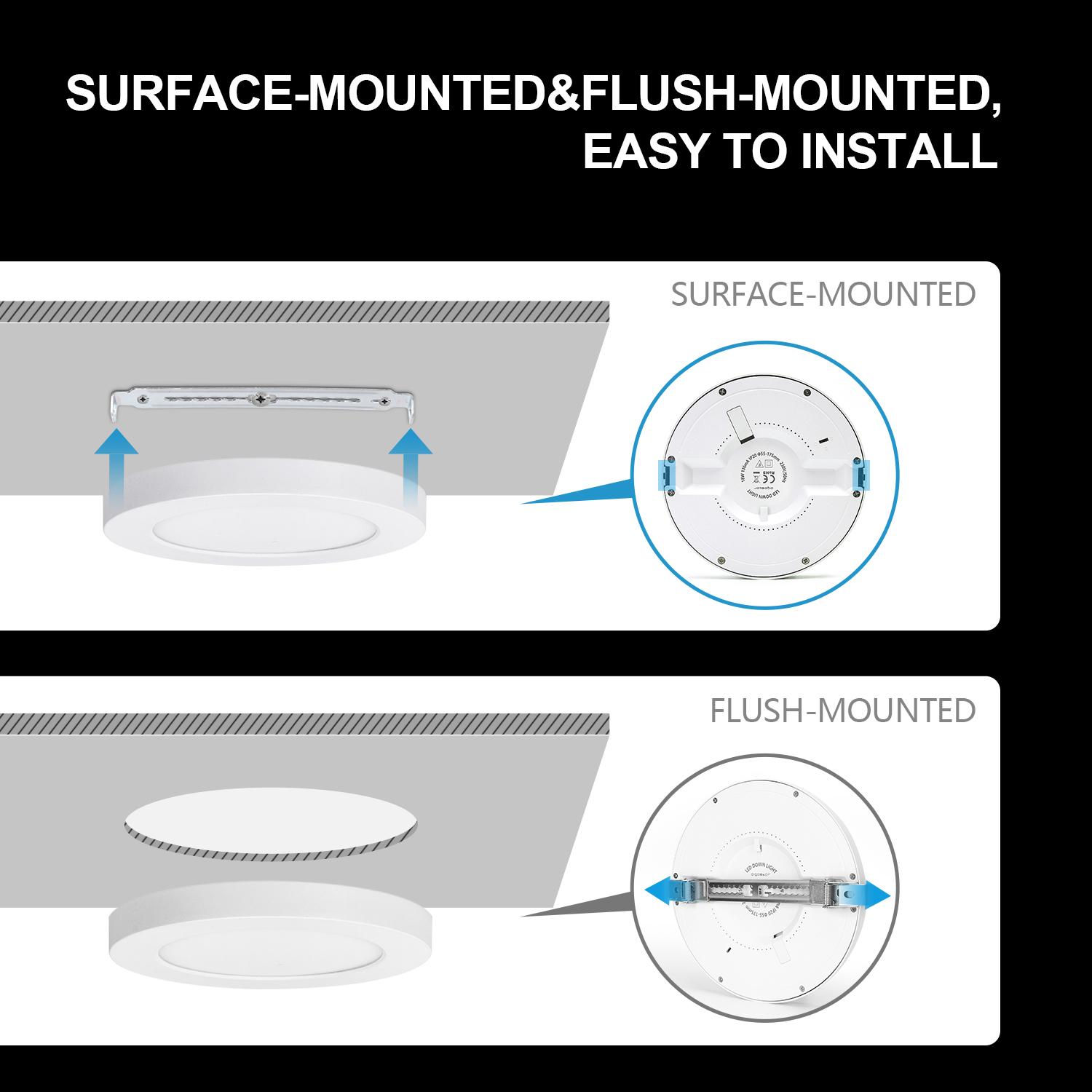 E6 LED Round Downlight 18W Adjustable Size and Color Temperature