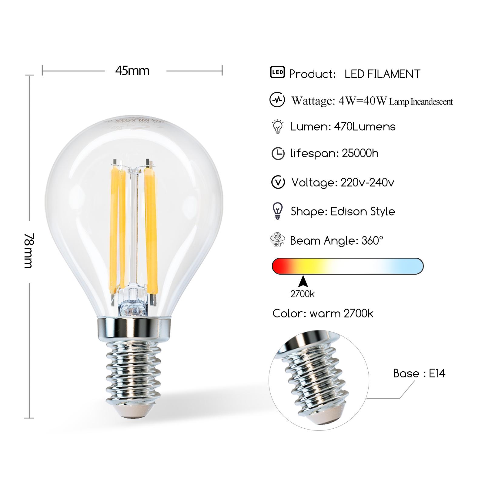 LED filament lamp G45