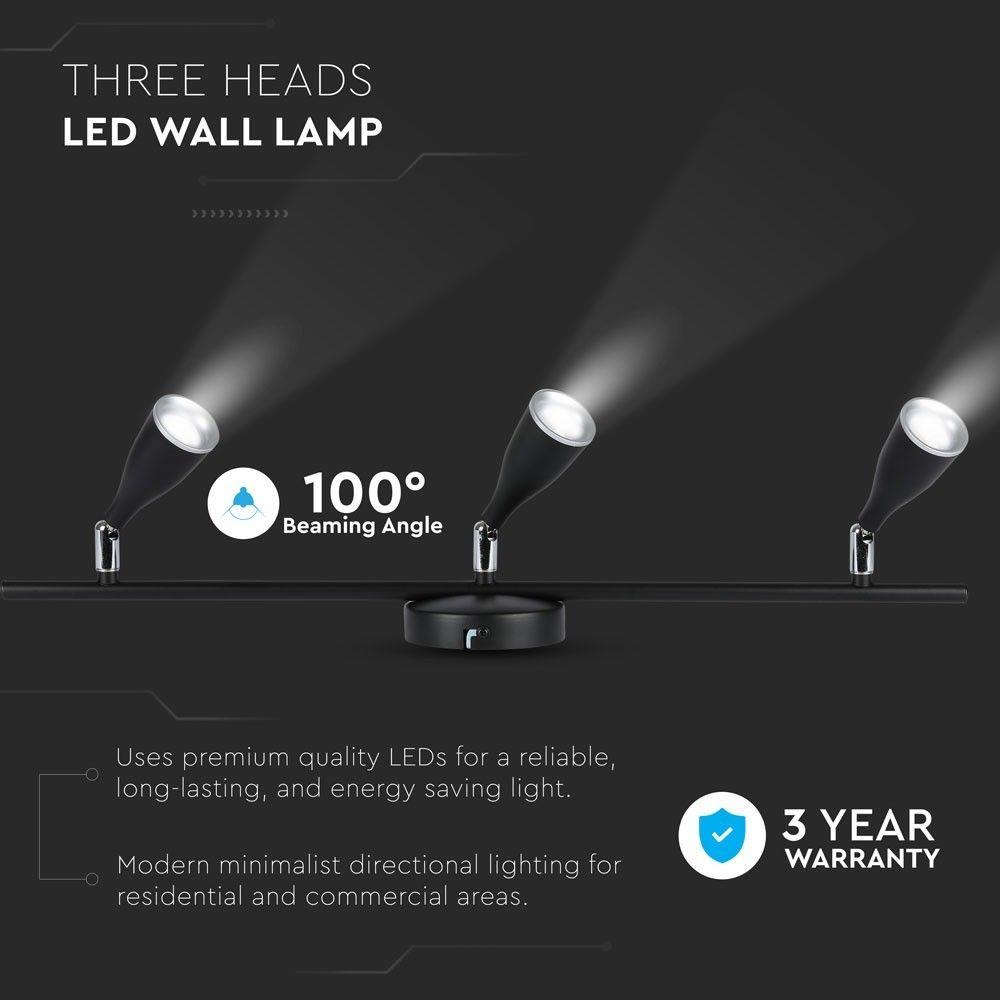 VT-813 13.5W LED WALL LIGHT(3 HEAD) 3000K BLACK