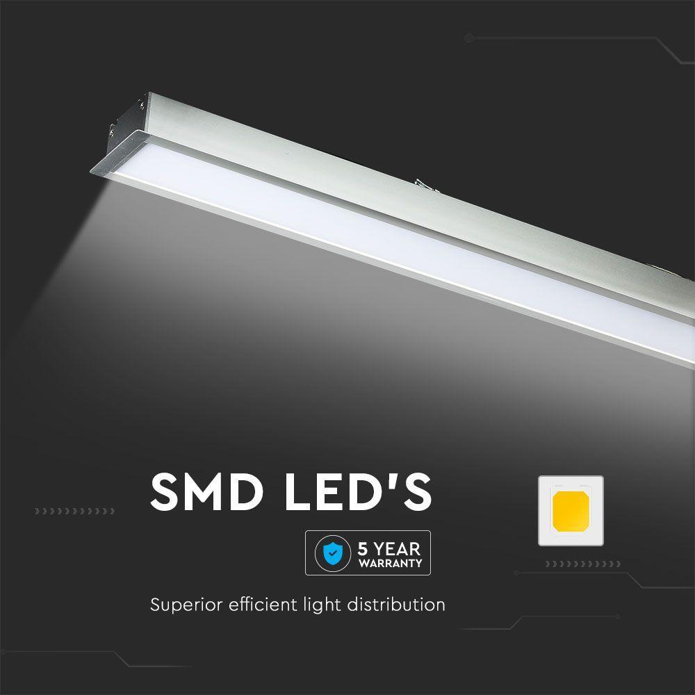 VT-7-41 40W LED LINEAR RECESSED LIGHT SAMSUNG CHIP 4000K 5YRS WTY SILVER BODY