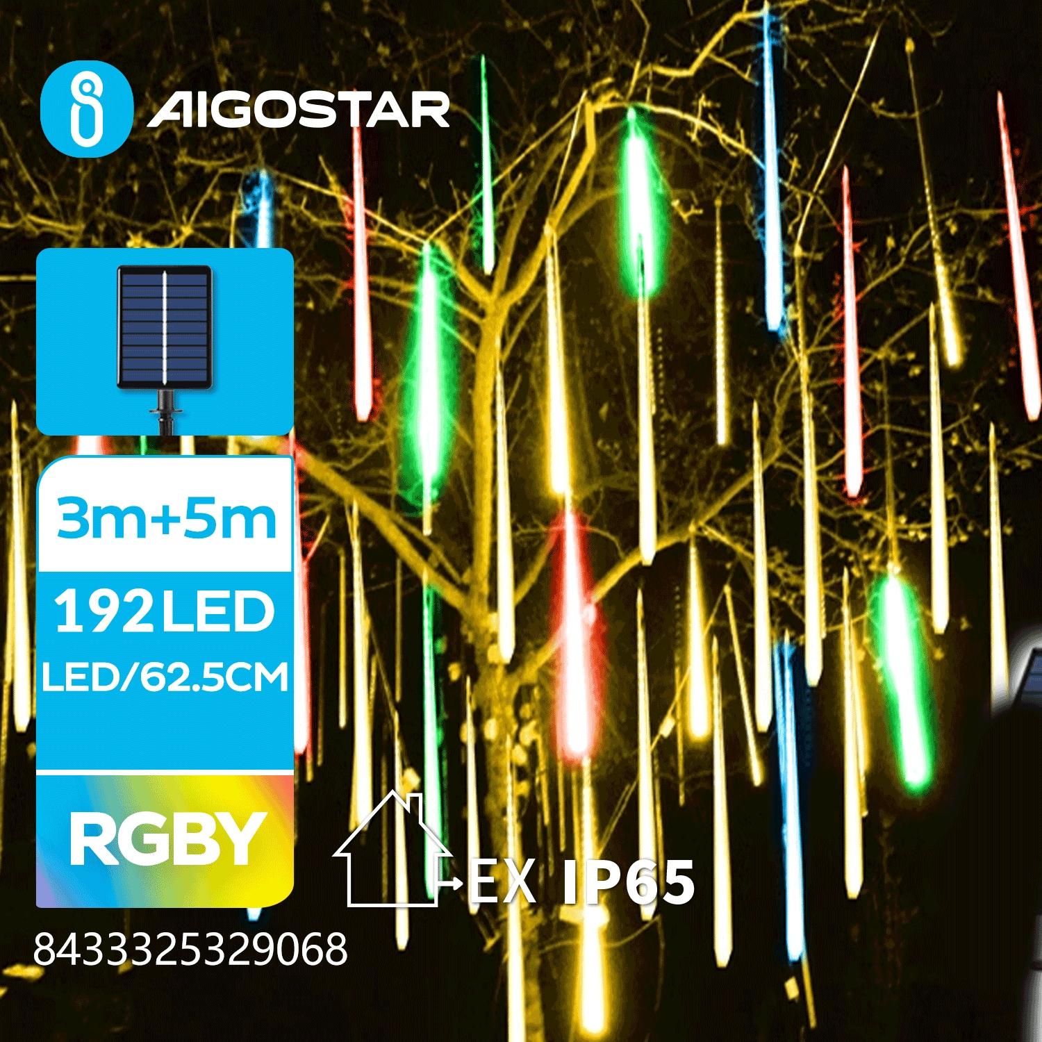 Solar 30cm- meteor shower string lights, RGBY, 5m