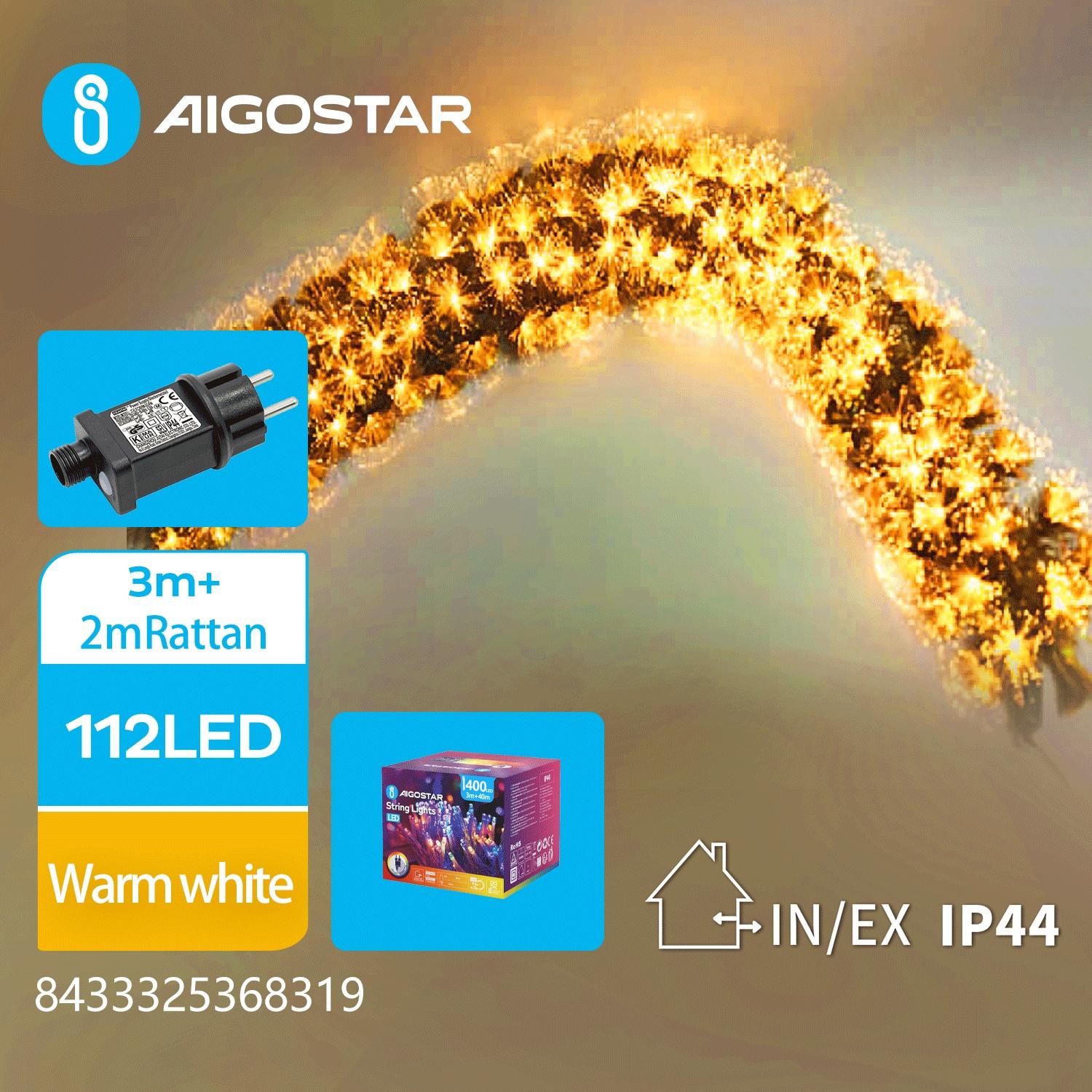 Christmas decorations-Low voltage adapter luminous fiber optic Rattan -2M-Warm white-8blink+time-IP44