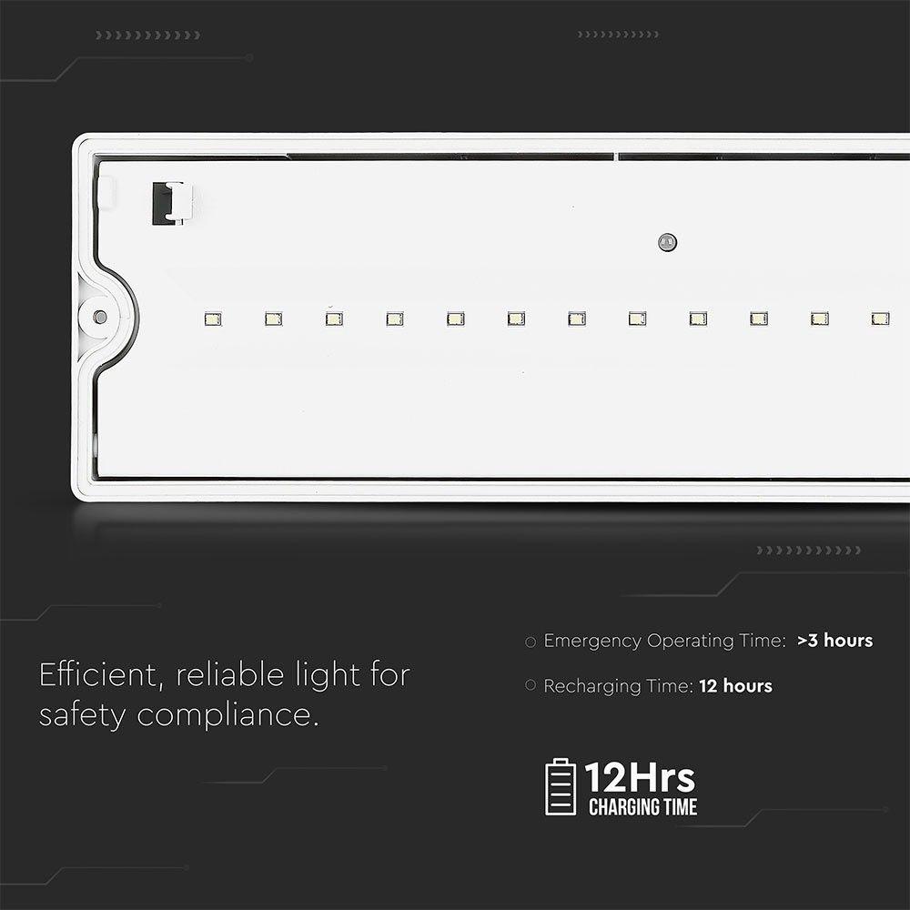 3W Oprawa awaryjna, Barwa:6000K, IP65, 1200 mAh, Ład. 12H., VTAC, SKU 83111