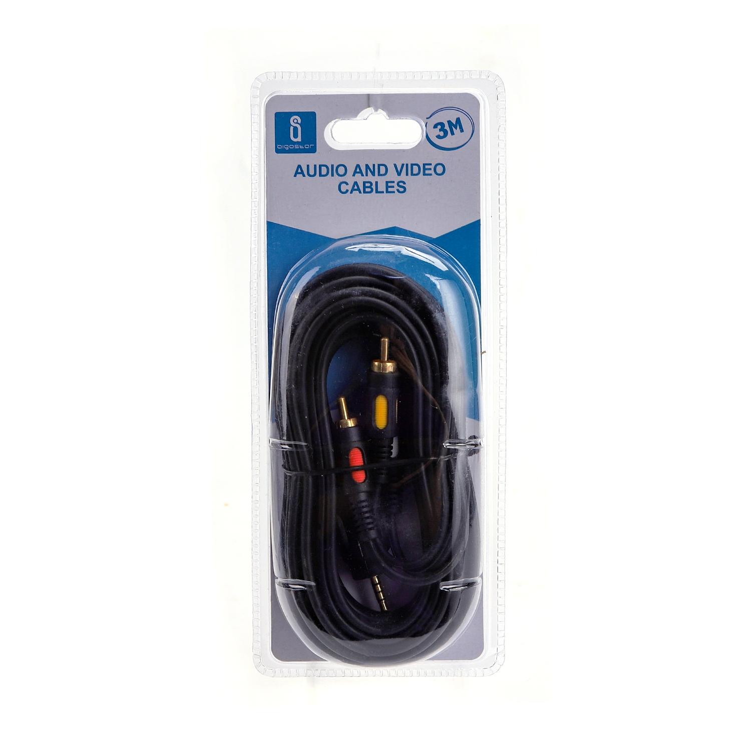 Audio Cable 3.5 Male to 3RCA 3m Black